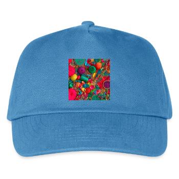 Farbige Stiche: Textilwerkstatt Sparkle - Kinder Basecap - Pfauenblau - Vorne