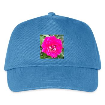 Rosa Rosenblüte - Kinder Basecap - Pfauenblau - Vorne