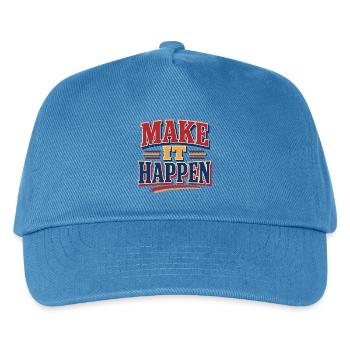 Make It Happen Retro Vintage Spruch Statement - Kinder Basecap - Pfauenblau - Vorne