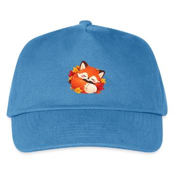 Ruhevoller Herbstfuchs im Laub - Kinder Basecap - Pfauenblau - Vorne