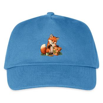 Fuchs bemalt einen Blumentopf - Kinder Basecap - Pfauenblau - Vorne