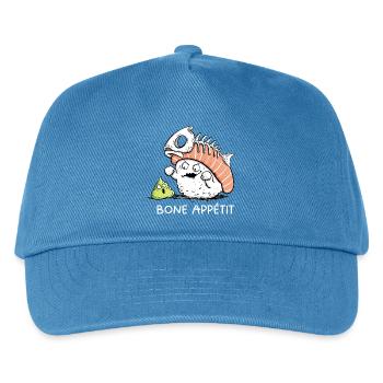 Sushi Bone Appetit – Lustiger Sushi Cartoon Humor - Kinder Basecap - Pfauenblau - Vorne