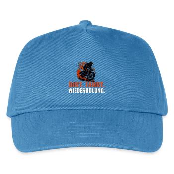 Dirt Fahrt Wiederholung – Offroad Bike Motiv - Kinder Basecap - Pfauenblau - Vorne