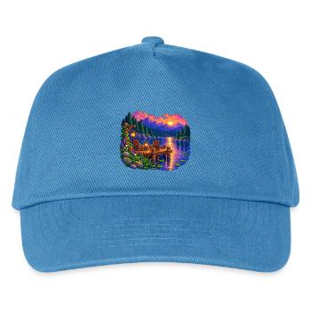 Waldsee Abend Dock - Kinder Basecap - Pfauenblau - Vorne