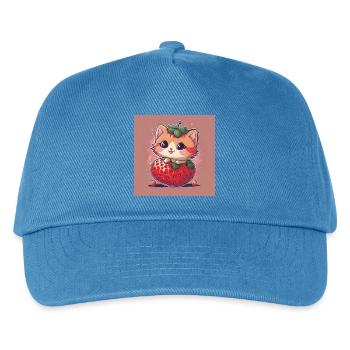 Erdbeer-Schnurr-Kätzchen - Kinder Basecap - Pfauenblau - Vorne