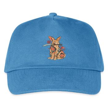 Katzen-Samurai mit Blüten-Tattoo - Kinder Basecap - Pfauenblau - Vorne
