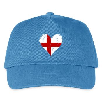 England Herzflagge Grunge - Kinder Basecap - Pfauenblau - Vorne