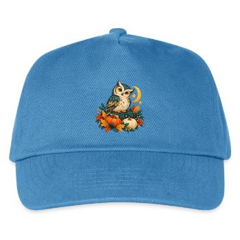 Nachteule zwischen Kürbissen und Mond - Kinder Basecap - Pfauenblau - Vorne