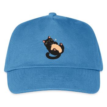 Kuschelkatz mit flauschigem Bauch - Kinder Basecap - Pfauenblau - Vorne