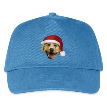 Labrador mit Weihnachtsmütze - Weihnachtshund - Kinder Basecap - Pfauenblau - Vorne