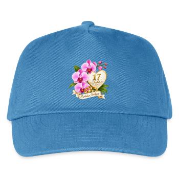 17.Hochzeitstag , Orchideen Hochzeit 17 Jahre - Kinder Basecap - Pfauenblau - Vorne