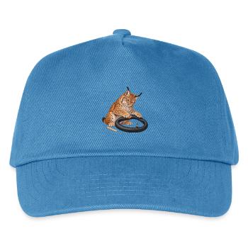 Luchs flickt einen Fahrradschlauch - Kinder Basecap - Pfauenblau - Vorne