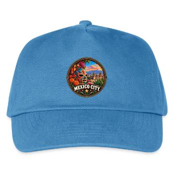 Mexiko City Bunte Maske mit Kakteen und Blumen - Kinder Basecap - Pfauenblau - Vorne