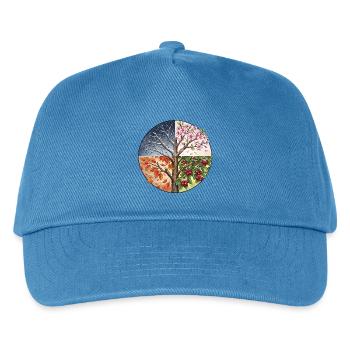 4 Jahreszeiten Baum - Kinder Basecap - Pfauenblau - Vorne