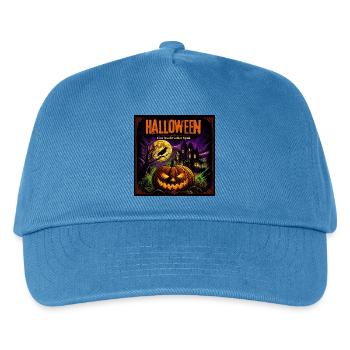 Halloween Comic Kürbisnacht Spukhaus Kürbis Rabe - Kinder Basecap - Pfauenblau - Vorne