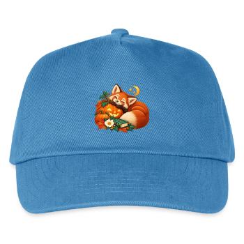 Glücklicher Fuchs zwischen Kürbissen und Sternen - Kinder Basecap - Pfauenblau - Vorne