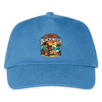 Resting Beach Witch Tropisches lustiges Halloween - Kinder Basecap - Pfauenblau - Vorne