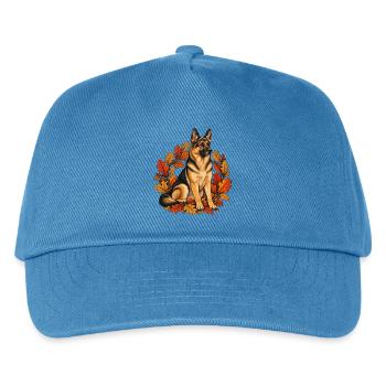 Schäferhund im Herbst - Hund mit Eichenlaub - Kinder Basecap - Pfauenblau - Vorne
