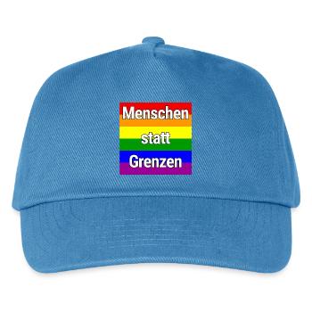 MENSCHEN STATT GRENZEN REGENBOGEN STATEMENT - Kinder Basecap - Pfauenblau - Vorne