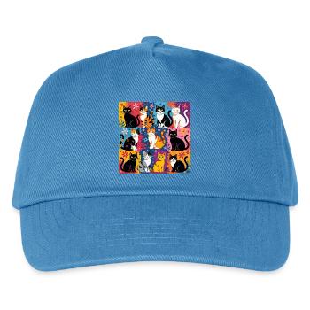 Katzenkunst "Bunt und Floral" - Kinder Basecap - Pfauenblau - Vorne