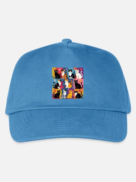 Katzenkunst "Bunt und Floral" - Kinder Basecap - Pfauenblau