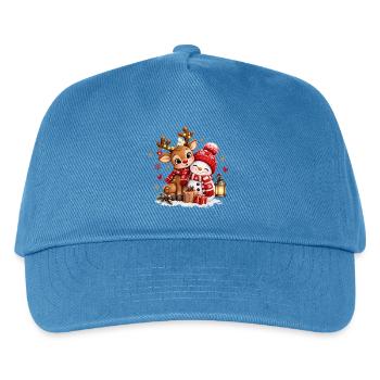 Winterfreunde Reh Schneemann - Kinder Basecap - Pfauenblau - Vorne