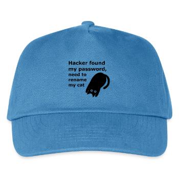 Der Hacker hat mein Passwort gefunden, muss meine Katze umbenennen. - Kinder Basecap - Pfauenblau - Vorne