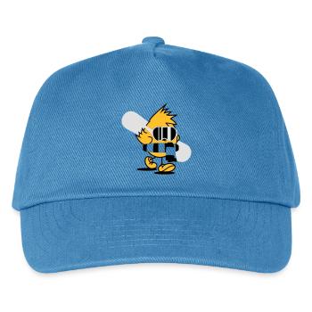 Ein Küken mit Snowboard,Schal und Snowboardbrille - Kinder Basecap - Pfauenblau - Vorne