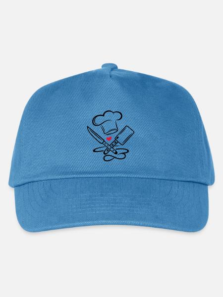 Kochen Kochmütze Chefkoch Messer Infinity Symbol - Kinder Basecap - Pfauenblau