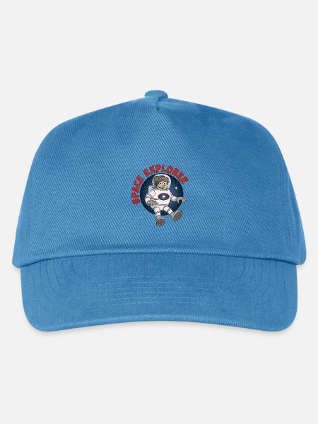 "Space Explorer" Astronaut auf rundem Hintergrund. - Kinder Basecap - Pfauenblau
