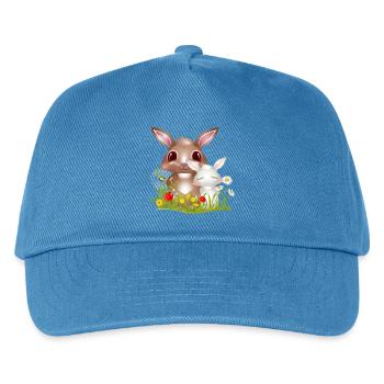niedliche Hasen Freundschaft im Frühling - Kinder Basecap - Pfauenblau - Vorne