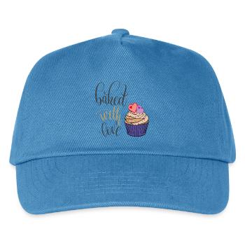 backen mit Liebe - Kinder Basecap - Pfauenblau - Vorne