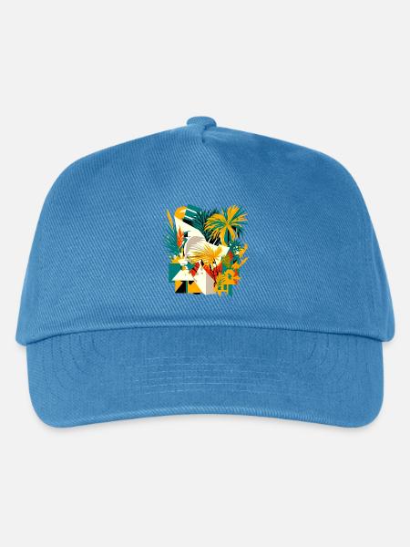 Palmen und Blumen aus kubischer Sicht - Kinder Basecap - Pfauenblau