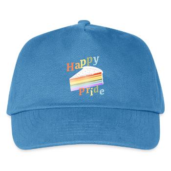 Stück Regenbogen Kuchen in zarten Pastellfarben - Kinder Basecap - Pfauenblau - Vorne