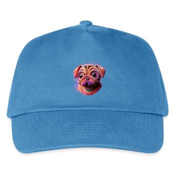 mops Hund Freund kuscheln girl 3D kindergarten - Kinder Basecap - Pfauenblau - Vorne