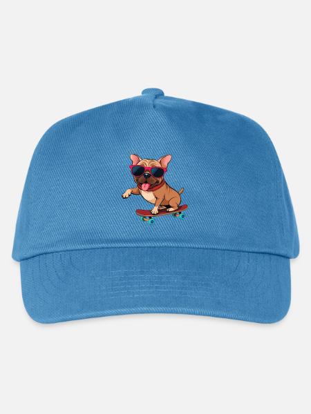 Bulldogge auf einem Brett mit Brille - Kinder Basecap - Pfauenblau