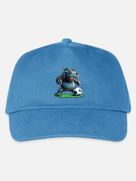 Fussballer Nilpferd - Kinder Basecap - Pfauenblau