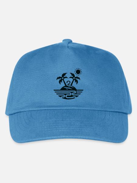 Insel mit 2 Palmen - Kinder Basecap - Pfauenblau
