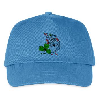 Wildblumen mit roten und grünen Beeren - Kinder Basecap - Pfauenblau - Vorne