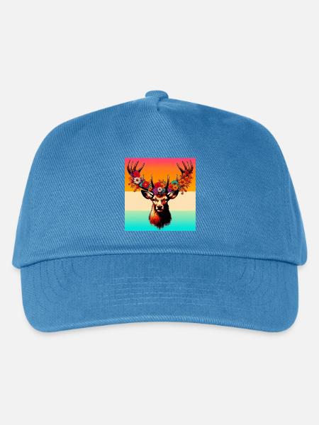 Hirsch - Kinder Basecap - Pfauenblau