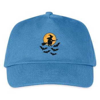 Sorcière volante avec des chauves-souris – Design d’Halloween - Casquette de baseball Enfant - bleu paon - Devant