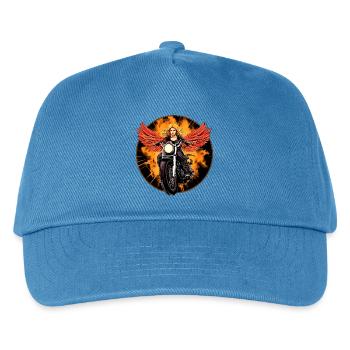Engel Motorrad / Motorradfahrer Engel - Kinder Basecap - Pfauenblau - Vorne