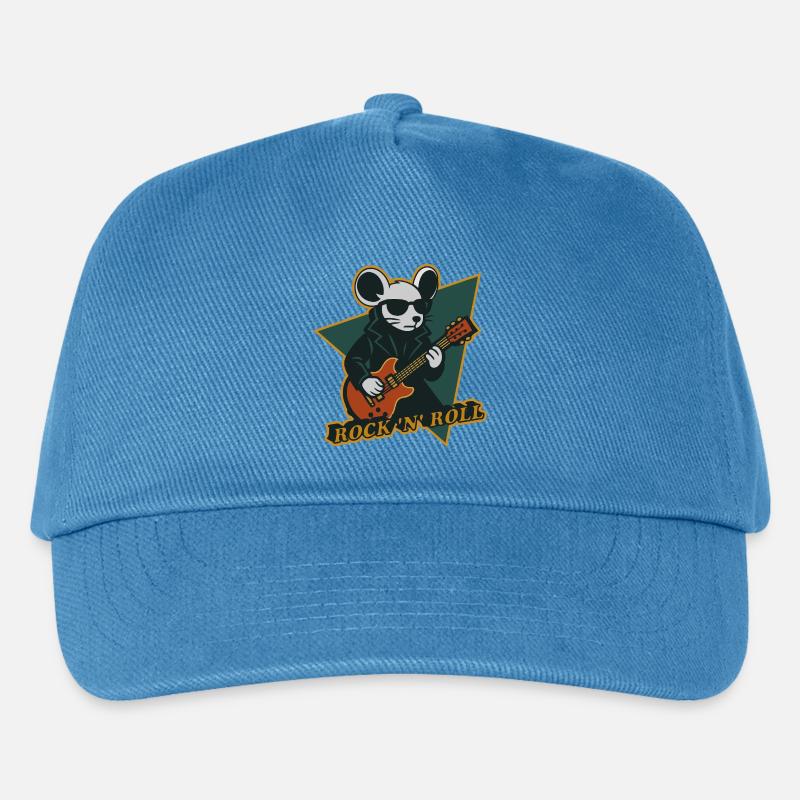 Mouse with Guitar Cool Cartoon - Kids’ Baseball Cap - peacock-blue