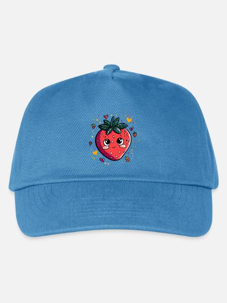 Kawaii Erdbeere - Kinder Basecap - Pfauenblau