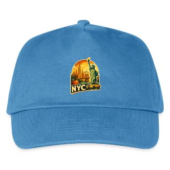 Retro NYC Skyline Sticker - Kids’ Baseball Cap - peacock-blue - Front