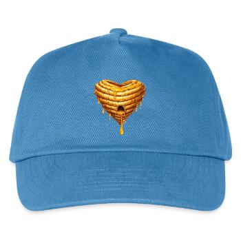 Herz Bienenkorb mit Honig Illustration  - Kinder Basecap - Pfauenblau - Vorne