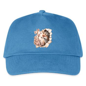 Fuchs mit Kirschblüten - Kinder Basecap - Pfauenblau - Vorne