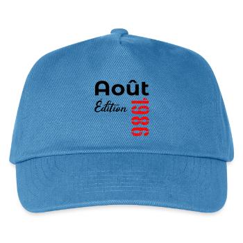 Geburtstag August 1986 - Kinder Basecap - Pfauenblau - Vorne