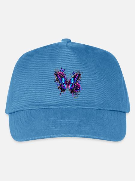 Neon Schmetterling mit leuchtenden Flügeln - Kinder Basecap - Pfauenblau