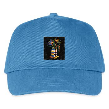 Bauhaus Vase mit Paradiesvogel - Kinder Basecap - Pfauenblau - Vorne